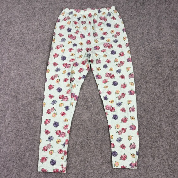 Flapdoodles Other - Flapdoodles Floral Leggings Girls Size 8 Vintage 90s Pointelle Quilted Mint